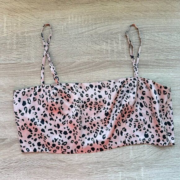 Reformation Silk Crop Top Cheetah Leopard Print Bandeau Pete Pink Panther - Picture 3 of 7